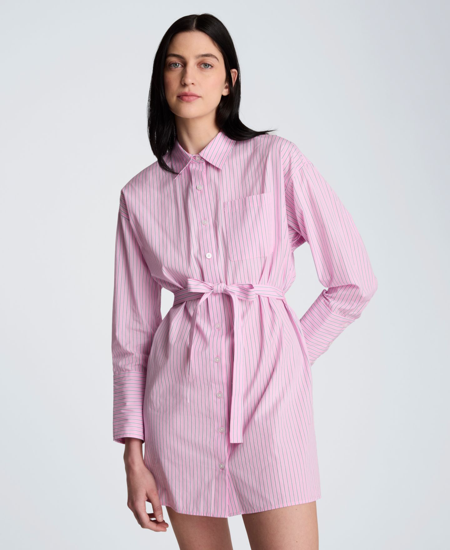 Женское платье Kenneth Cole Striped Mini Shirt-Dress, цвет: Розовый разноцветный — фото 2