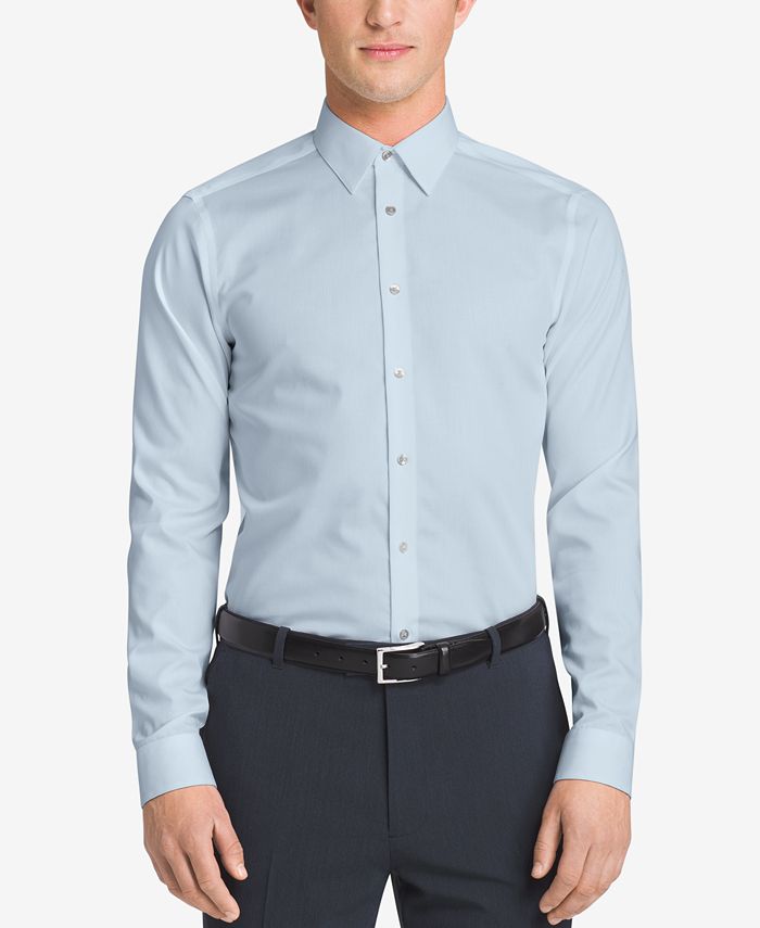 Calvin Klein Men's Slim-Fit Non-Iron Herringbone Dress Shirt - Macy's