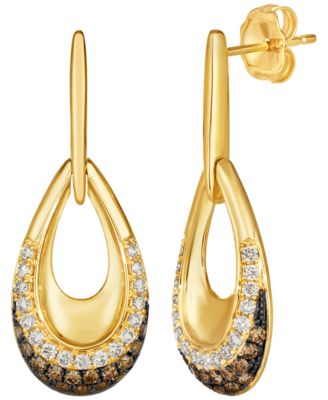 Chocolate Ombre Diamond Earrings (0.62 ct. t.w.) 14k Honey Gold