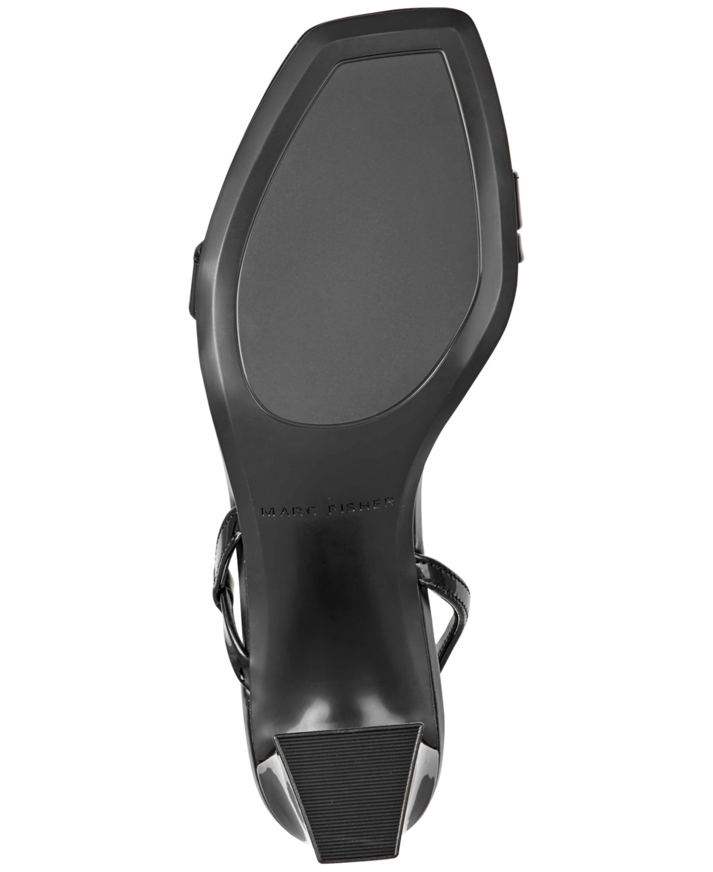 Женские сандалии Marc Fisher Gizia Strappy Block Heel Dress Sandals, цвет: Чёрный лаковый — фото 5