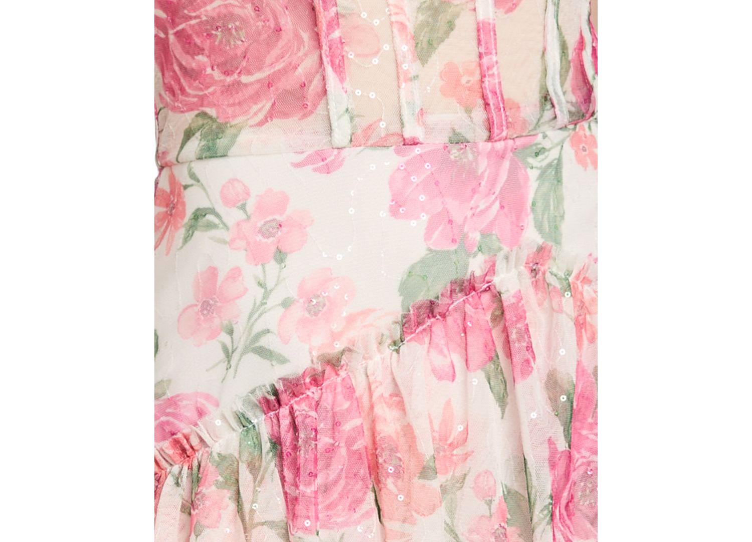 Juniors' Sequin Floral Corset Strapless Ball-Gown