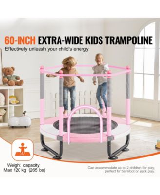 Kids Trampoline, 60" (5 ft), Enclosure Net & Basketball Hoop, Indoor/Outdoor
