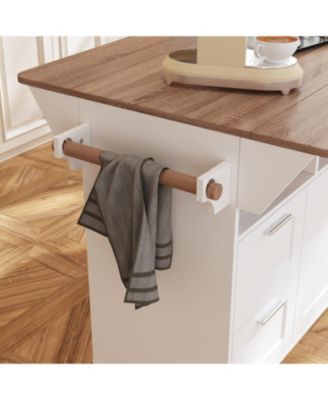 Kitchen Cart with 2-Drawer 2-Door, Internal Storage Racks, Rolling Island with Cabinet