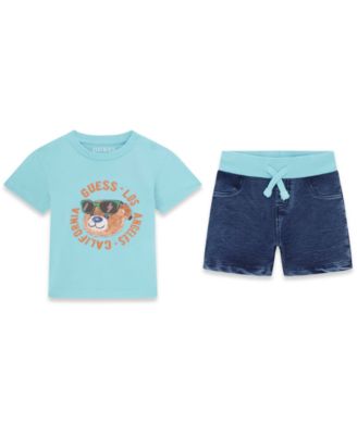 Baby Boys' Short-Sleeve T-Shirt and Knit Denim Shorts Set, 2-Piece Set