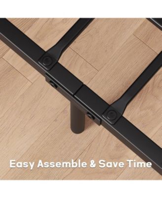 Bed Frame, Industrial Bed Platform with Headboard, Easy Assemble Mattress Bedframe in Retro Brown, No Box Spring Needed