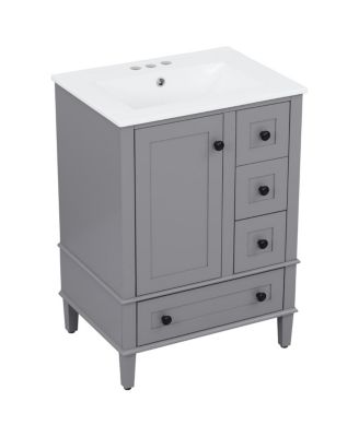 24"  Bathroom Vanity with Sink, Modern Multi-Drawer Storage with Soft Close, Easy Assembly for Small Spaces-Sillysis