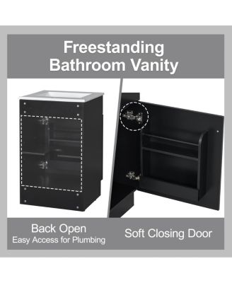 Bathroom Vanity with Sink, Painted MDF Cabinet, Soft Close Door, Adjustable Shelf & Organizer for Small Spaces