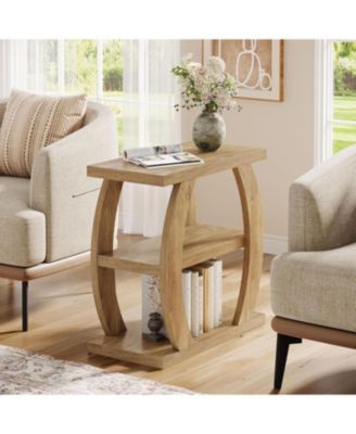 3-Tier End Table for Living Room, Narrow Side Table, Farmhouse Wooden Beside Table, Tall Nightstand