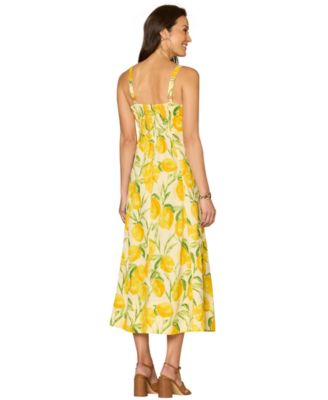 Petite Smocked Back V-Neck Printed Tank Dress