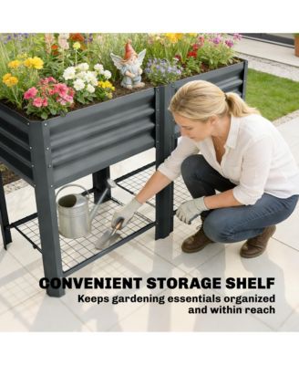 Raised Garden Bed with Storage Shelf 31.5" High