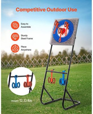Axe Throwing Game, Plastic Bristle Target with 8 Axes and Foldable Steel Frame for Indoor and Outdoor Play