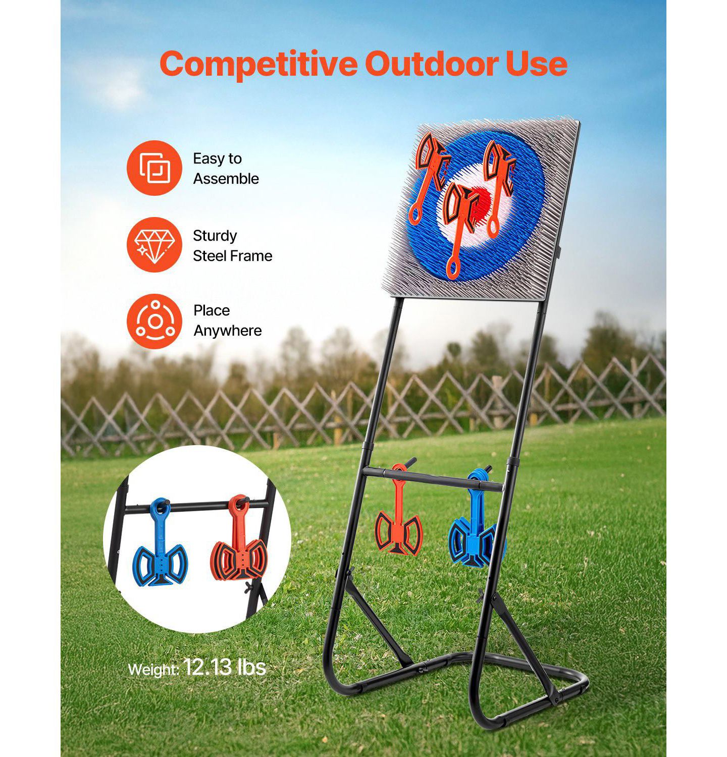 Детская игрушка Mecale Foldable Steel Frame Axe Throwing Game with 8 Axes, Ages 6+, цвет: Чёрный — фото 5