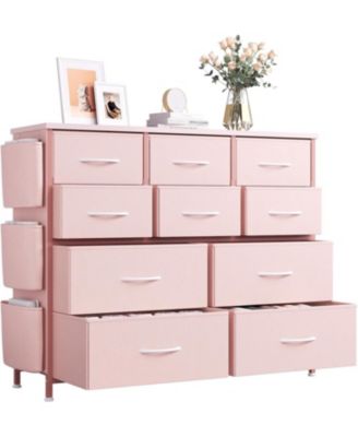 10-Drawer Fabric Dresser Chest: Spacious Organizer with Side Pockets & Hooks