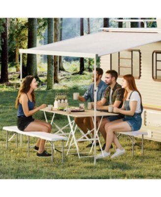 6 Foot Portable Folding Bench, Fold in Half Design, Foldable Plastic Bench with HDPE Seat   Carrying Handle