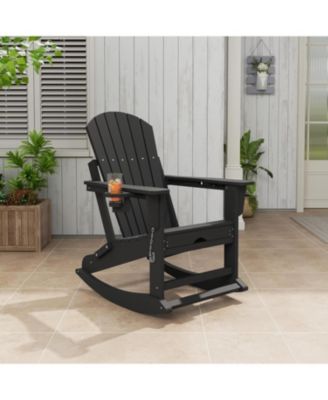 PeakPursuit Adirondack Outdoor Rocking Chairs with Two Cup Holders
