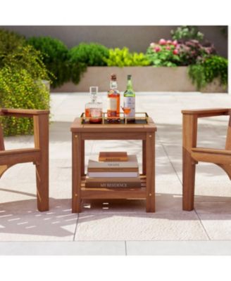Patio 2-Tier Outdoor Side Table with Lower Storage Shelf