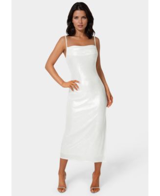 Bebe Women's Foil Metallic Slinky Cowl Maxi Dress - Macy's