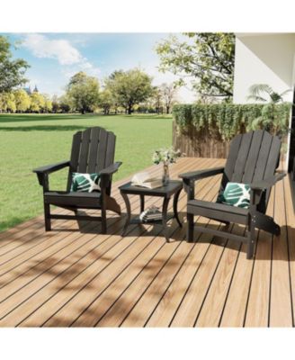 Outdoor Adirondack Chair, HDPE Lawn Chair with Wood Texture for Patio, Garden, Backyard