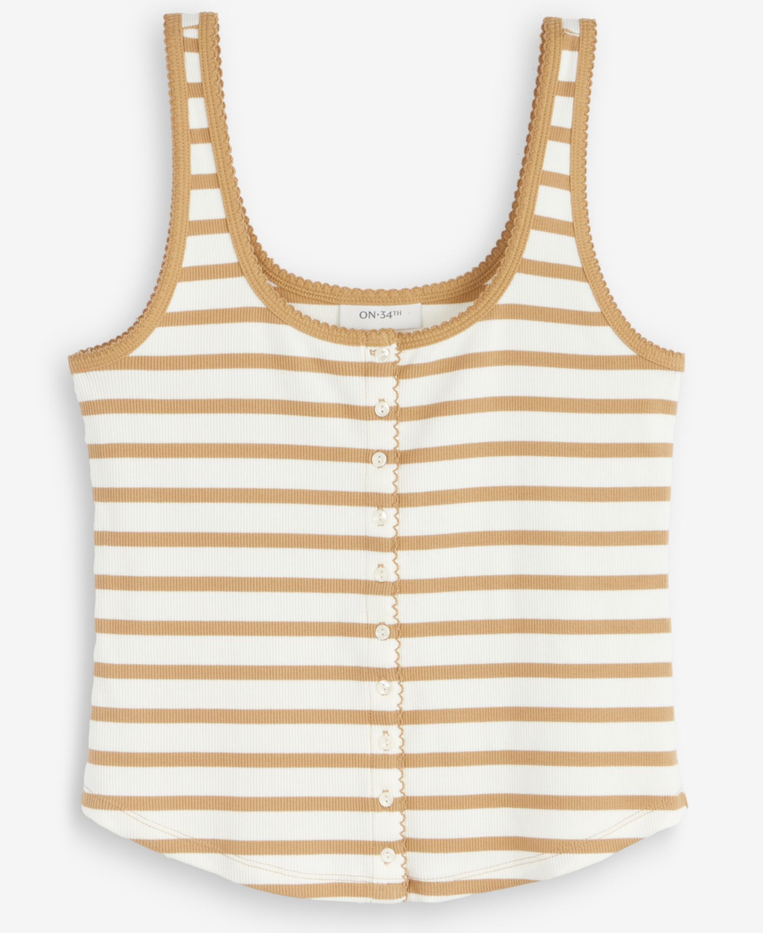 Women's Button-Down Contrast-Stitch Rib Tank Top