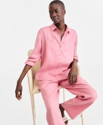 Women's 100% Linen Shirt & Drawstring Pants