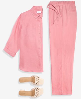 Women's 100% Linen Shirt & Drawstring Pants