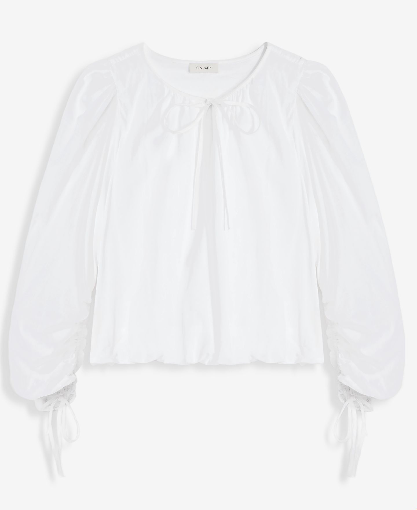 Женская блузка On 34th Plus Size Tie-Front Cotton Blouse, цвет: Яркий белый — фото 4