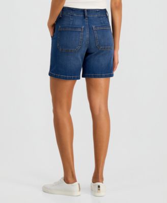 Women's High-Rise Utility Pocket Denim Shorts