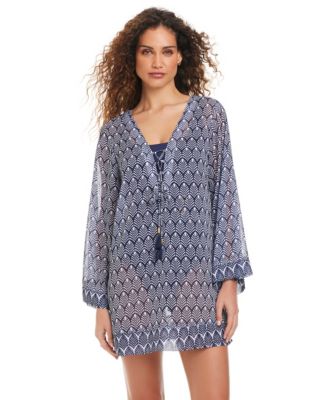Women's Front Tie V-Neck Swim Cover Up Shirt
