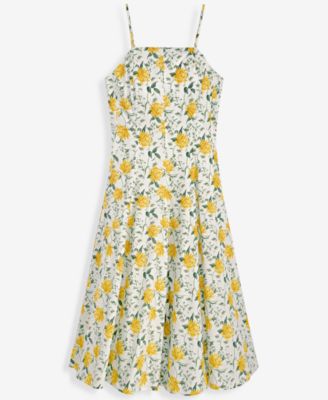 Women's Square-Neck Seamed Fit & Flare Midi Dress