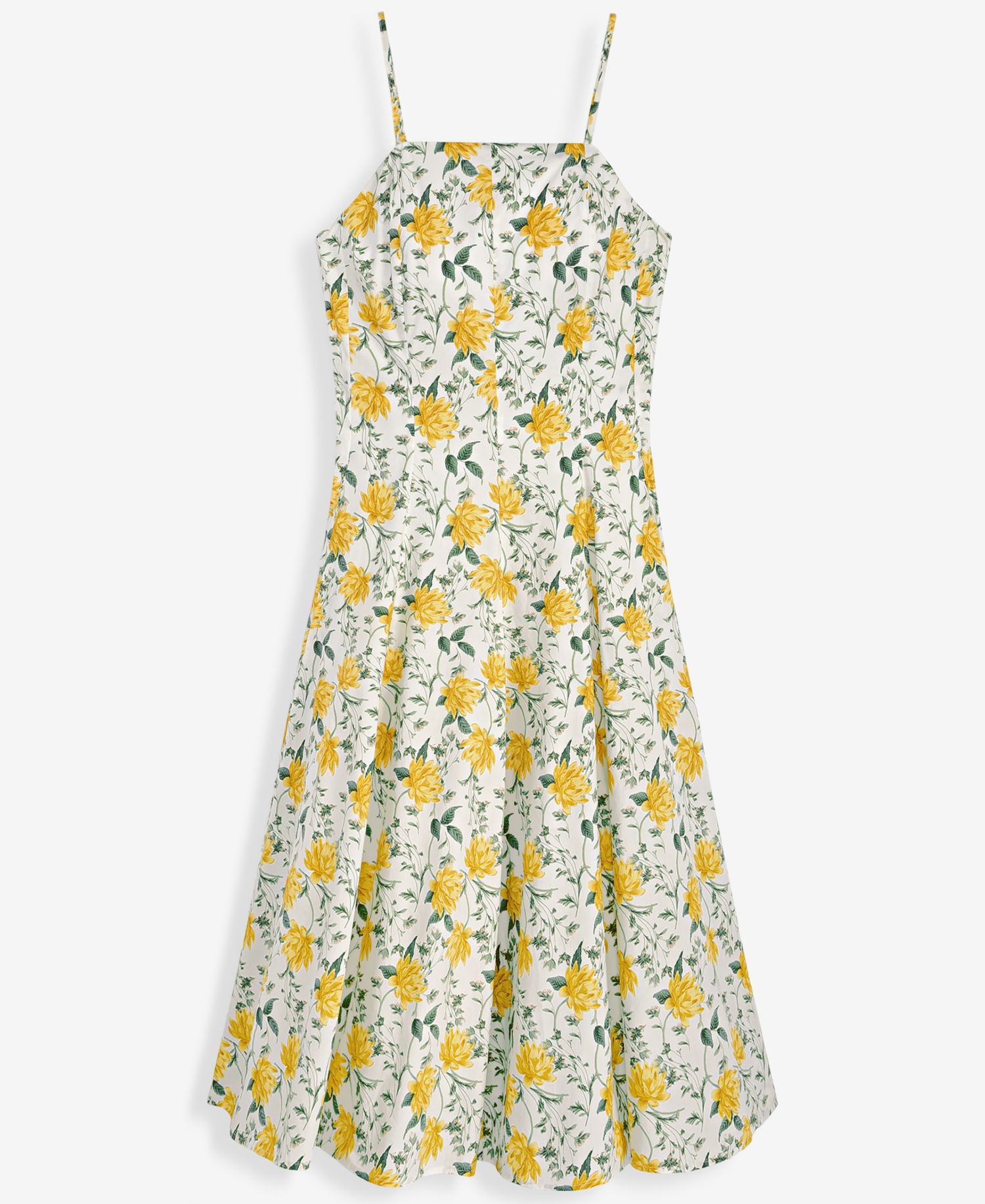 Women's Square-Neck Seamed Fit & Flare Midi Dress
