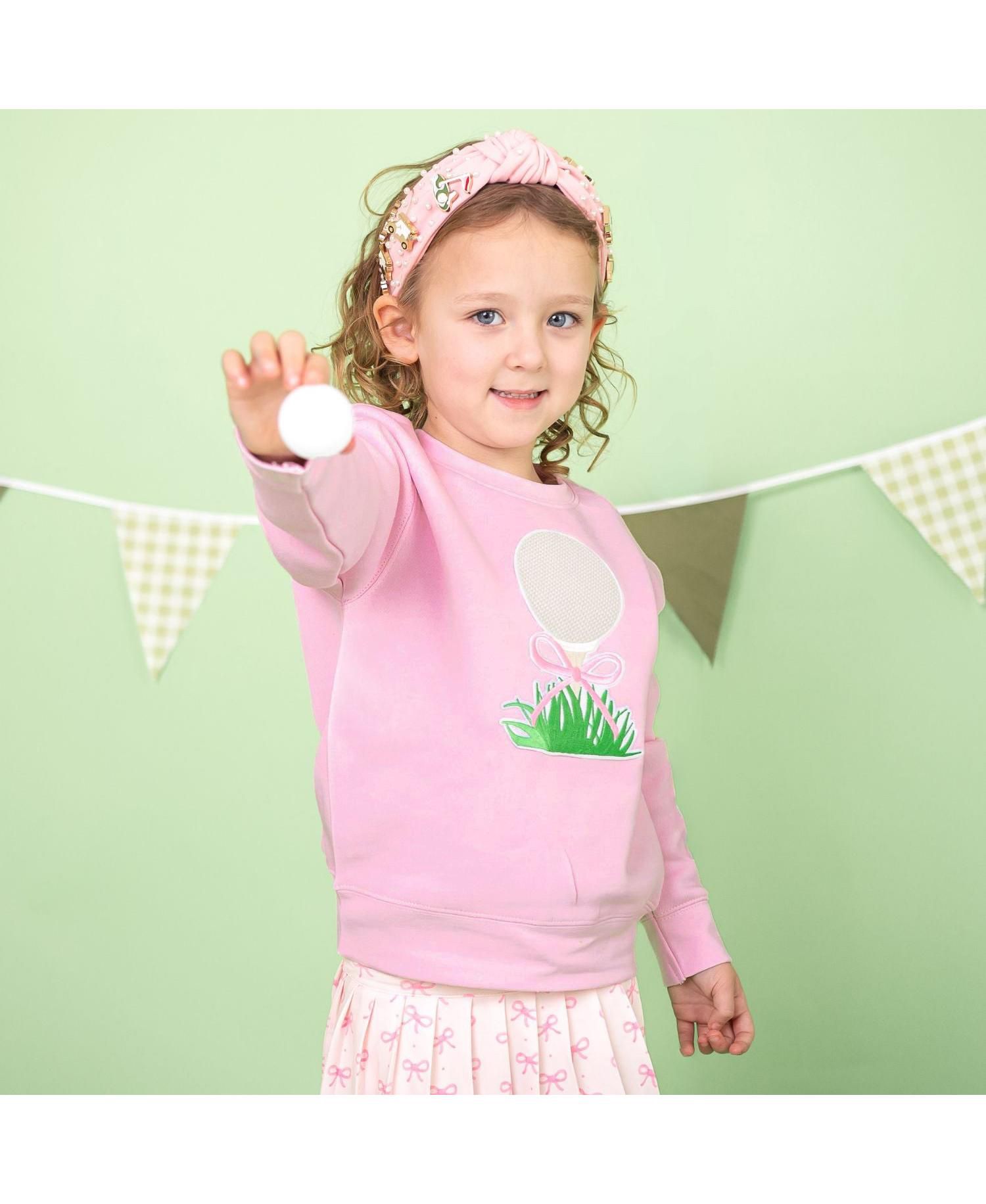 Big Girls Golf Tee Bow Patch Sweatshirt