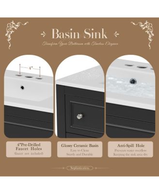 36'' Luxury Bathroom Vanity Set with Mirror Cabinet, Solid Wood & MDF, Large Storage Shelf for Modern Bathrooms