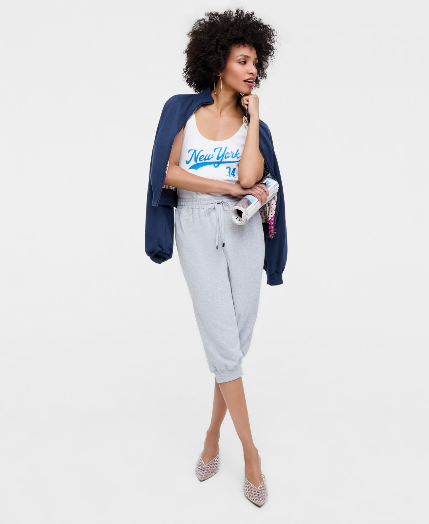 Women's Mixed Media Cropped Jumpsuit, Macy's Exclusive- Molly Rogers Capsule Collection