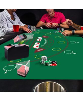 Las Vegas Style Casino Black Jack and Roulette Layout Mat with Instructions and Strategy Chart