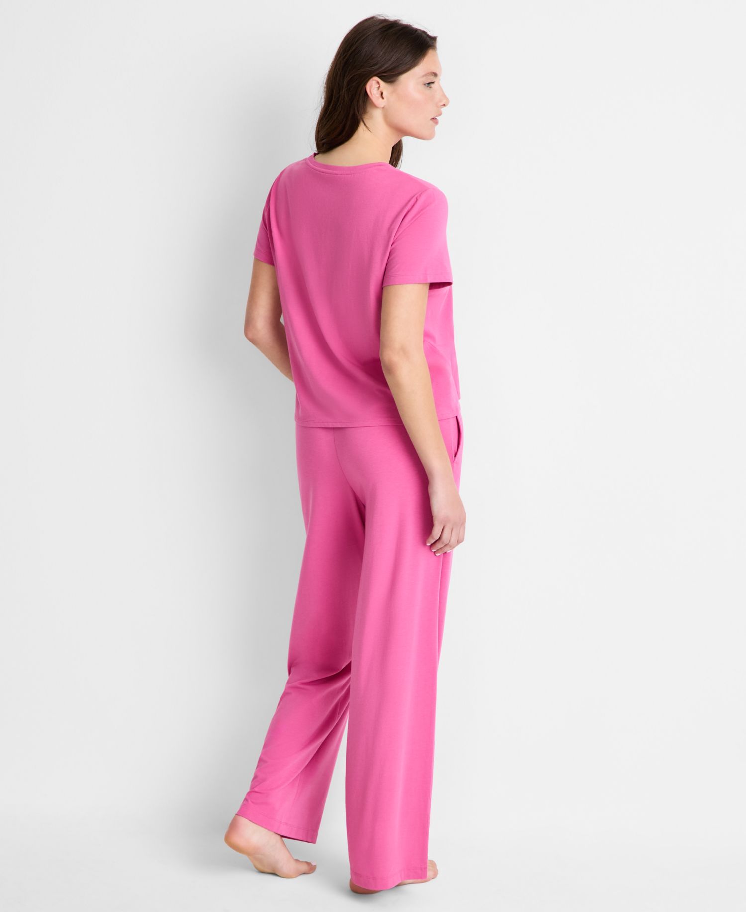 Women's Short-Sleeve Crewneck Cotton-Blend T-Shirt and Pants Set
