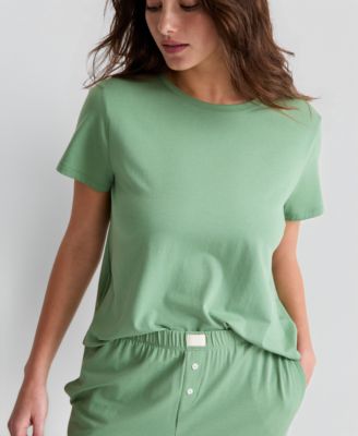 Women's Short-Sleeve Crewneck Cotton-Blend T-Shirt and Pants Set, Macy's Exclusive thumbnail 3
