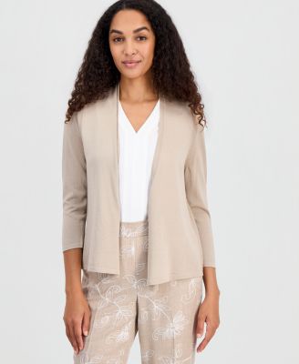 Women's Open-Front 3/4-Sleeve Cardigan, Regular & Petite