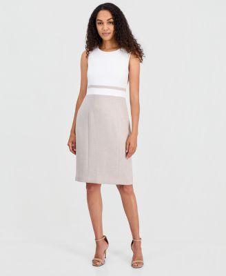 Women's Sleeveless Colorblocked Sheath Dress, Regular & Petite