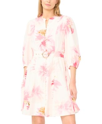 Women's Belted Button-Front Dress