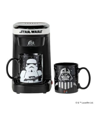 Star Wars Darth Vader and Stormtrooper Single Cup Coffee Maker Gift Set with 2 Mugs - Kitchen Appliance
