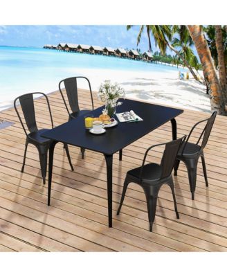 18'' Metal Dining Chair High Back Bar Stools Set of 4 w/ X-shaped Frame Breathable Holes