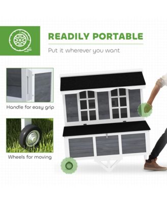 43" Chicken Coop with Wheels, Chicken Tractor for 2-4 Hens, Rabbits