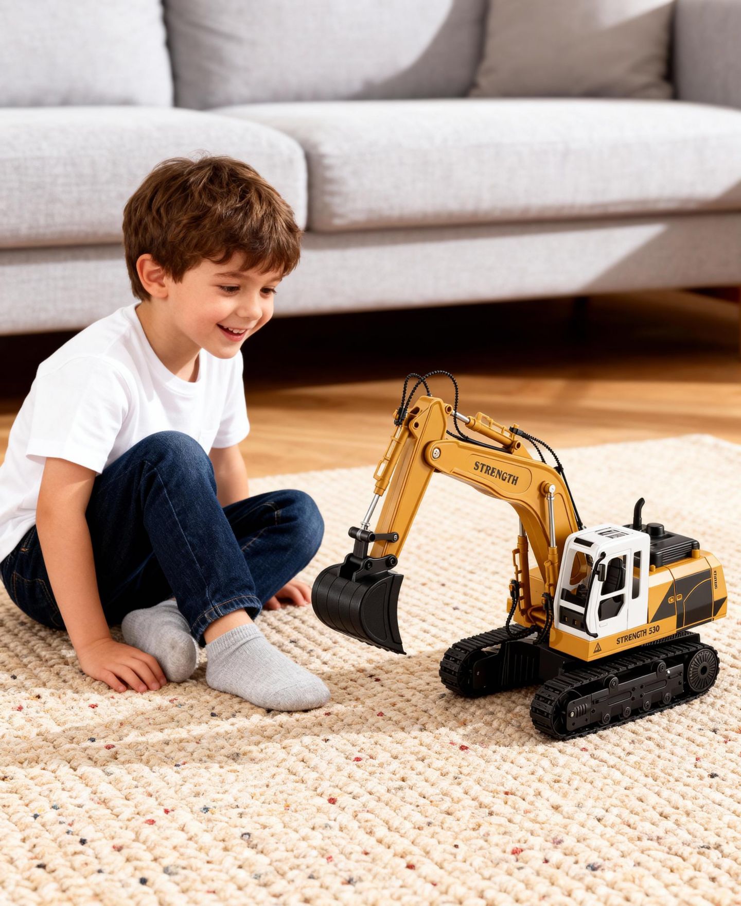 Детская игрушка SUGIFT 1:16 11-Channel Control Alloy Bucket RC Excavator with Lights and Sounds, цвет: Жёлтый — фото 11