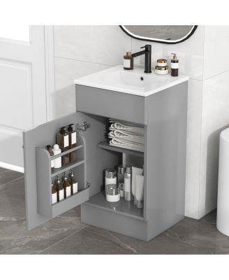  Bathroom Vanity with Sink, Painted MDF Cabinet, Soft Close Door, Adjustable Shelf & Organizer for Small Spaces