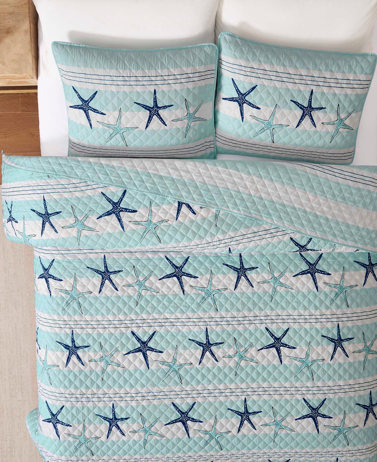 Avanti Starfish Stripe Reversible 3-Pc. Quilt Set