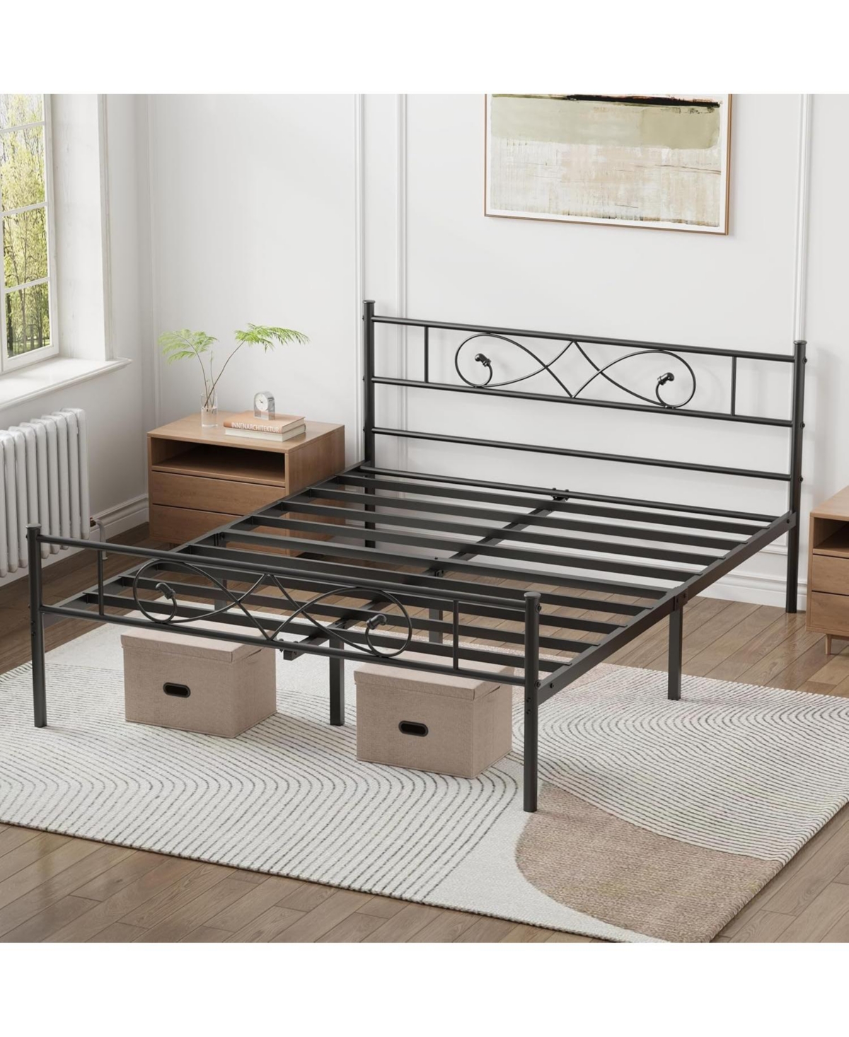 gaomon Metal Bed Frame, Unique Fist Design Headboard and Footboard, Platform Bed with Under Storage, No Box Spring Needed