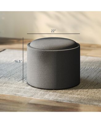 Round Storage Ottoman Table with Flip Top Tray