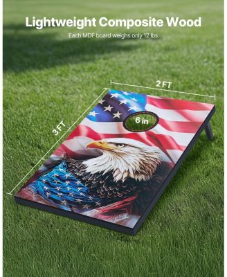 Cornhole Set, 3x2 ft MDF Wood Toss Game Boards with 8 Bean Bags and Carrying Case for Indoor and Outdoor Play