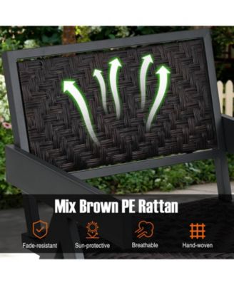 3 PCS Patio Wicker Chair Set, Rattan Furniture Set with Quick Dry Foam Padding