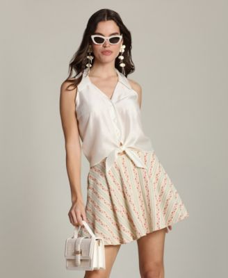 Women's Sleeveless Button-Front Collared Top